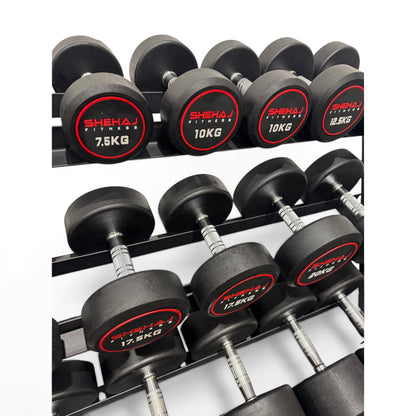 Round Dumbbell 5kg-35kg Set & 3 Tier Rack Full Home Gym Weights Training