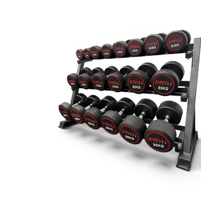 Round Dumbbell 5kg-35kg Set & 3 Tier Rack Full Home Gym Weights Training