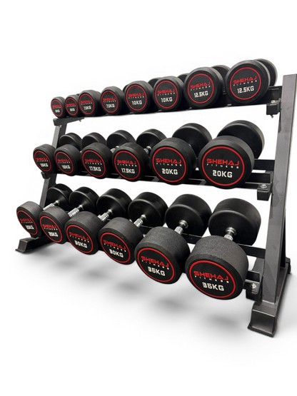 Round Dumbbells Cast Iron Rubber Encased 2.5kg-50kg Home Gym Weights Set Pairs