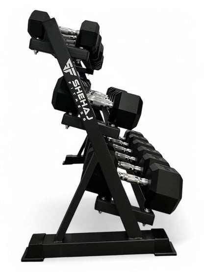 5–30kg Hex Dumbbell Set with 3-Tier Rack – 11 Pairs in 2.5kg