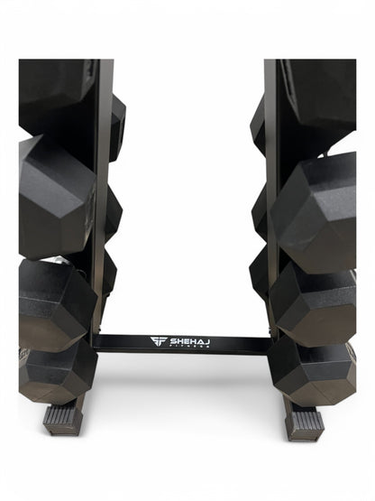 2.5–15kg Hex Dumbbell Set with Rack – 6 Pairs Weights