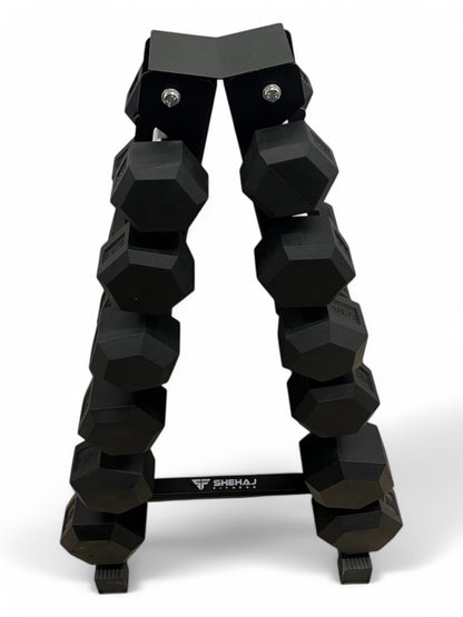 5–17.5kg Hex Dumbbell Set with Rack – 6 Pairs Weights