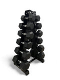 5–20kg Hex Dumbbell Set with Vertical Rack – 6 Pairs