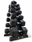 5–20kg Hex Dumbbell Set with Vertical Rack – 6 Pairs