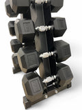 5–20kg Hex Dumbbell Set with Vertical Rack – 6 Pairs