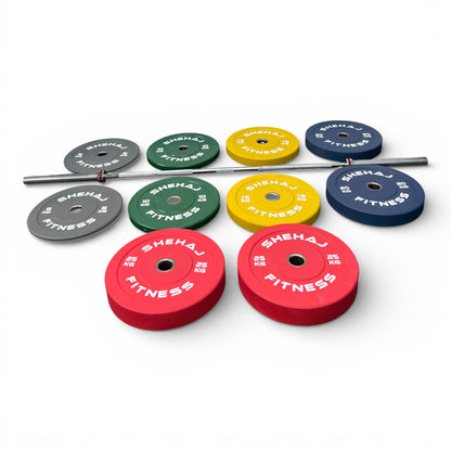 Coloured Bumper Olympic Weight Plates – Essential 5kg 10kg 15kg 20kg 25kg 100/15