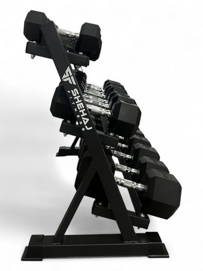 5–40kg Hex Dumbbell Set with 3-Tier Rack- 11 Pairs