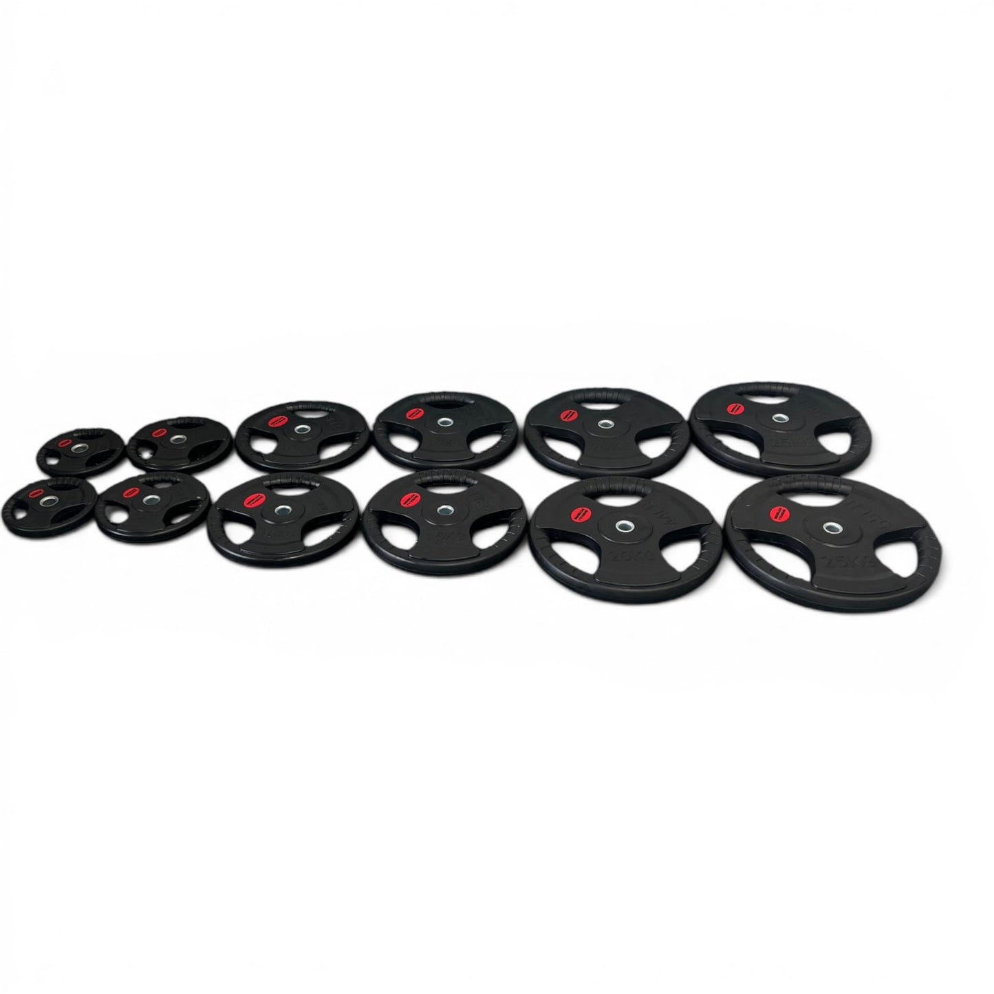 Tri-Grip Weight Plates 1" Standard Rubber Cast Iron Gym Weights | 2.5kg–25kg