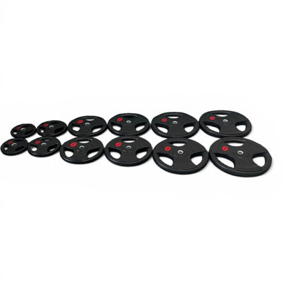 Tri-Grip Weight Plates 1" Standard Rubber Cast Iron Gym Weights | 2.5kg–25kg