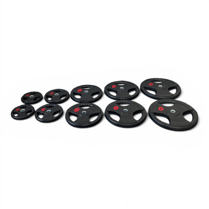 Tri-Grip Weight Plates 1" Standard Rubber Cast Iron Gym Weights | 2.5kg–25kg