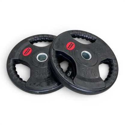 Tri-Grip Weight Plates 1" Standard Rubber Cast Iron Gym Weights | 2.5kg–25kg