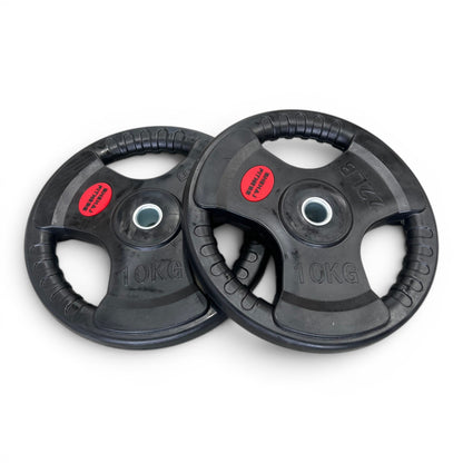 Tri-Grip Weight Plates 1" Standard Rubber Cast Iron Gym Weights | 2.5kg–25kg