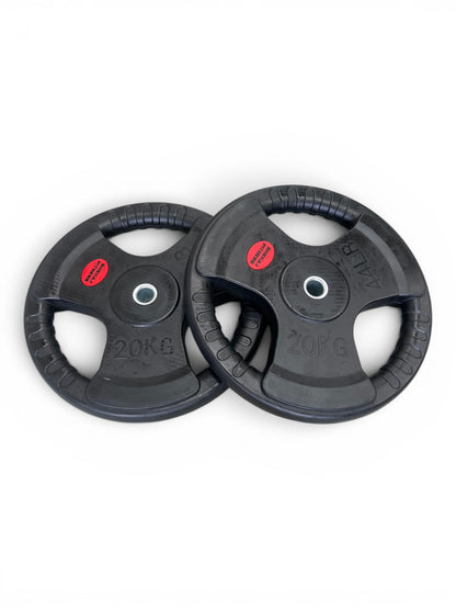Tri-Grip Weight Plates 1" Standard Rubber Cast Iron Gym Weights | 2.5kg–25kg