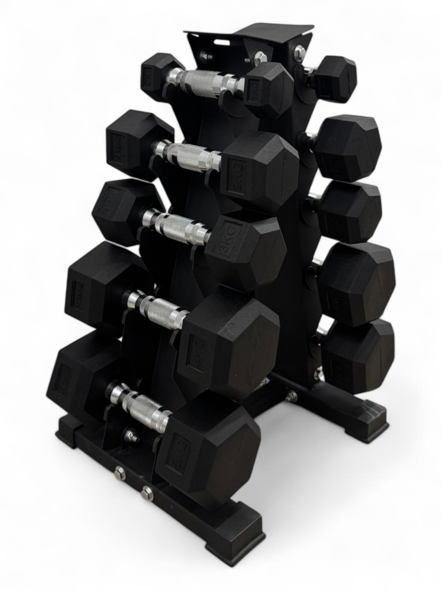 1–5kg Hex Dumbbell Set 5 Pairs with Mini Vertical Rack Stand Home Gym Weights