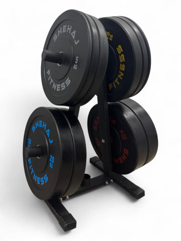 150KG Bumper Plate Set Olympic Rubber Weight Plates with Weight Tree Rack Gym