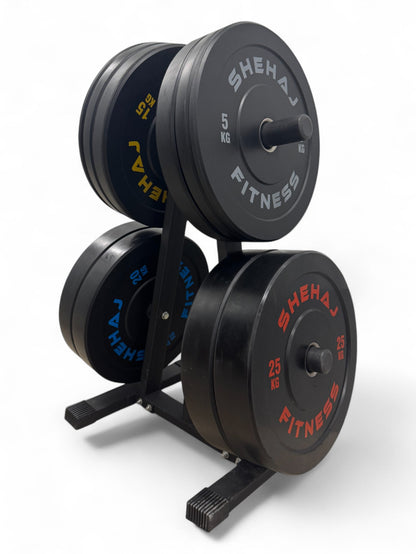 150KG Bumper Plate Set Olympic Rubber Weight Plates with Weight Tree Rack Gym