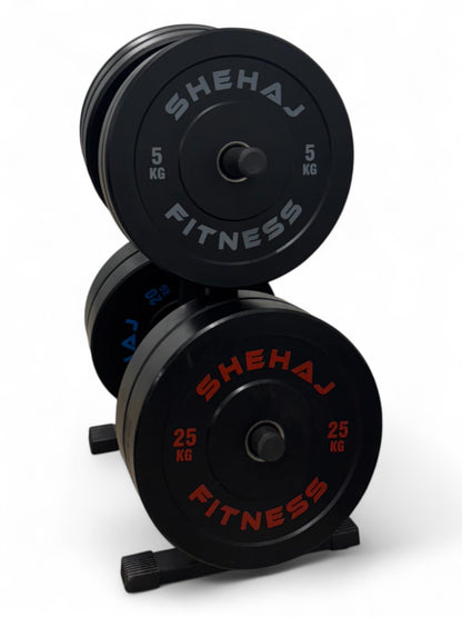 150KG Bumper Plate Set Olympic Rubber Weight Plates with Weight Tree Rack Gym