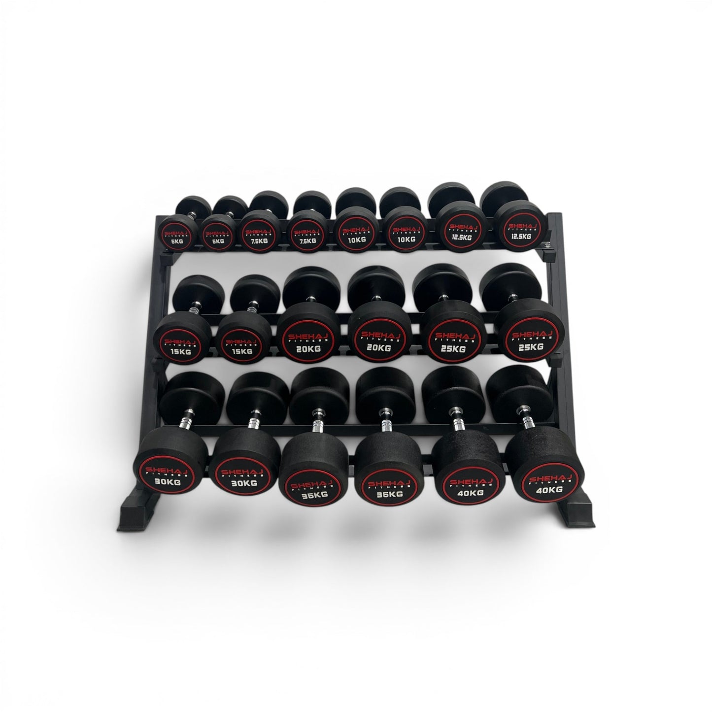 Round Dumbbell 5kg-40kg Set & 3 Tier Rack Full Home Gym Weights Training