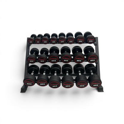 Round Dumbbell 5kg-40kg Set & 3 Tier Rack Full Home Gym Weights Training