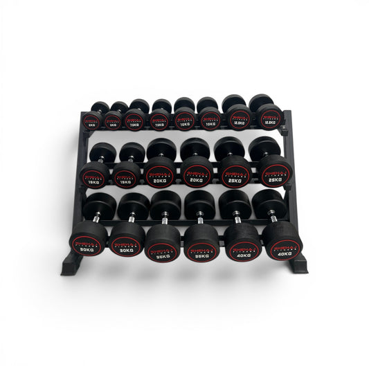 Round Dumbbell 5kg-40kg Set & 3 Tier Rack Full Home Gym Weights Training