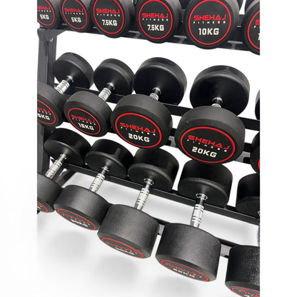 Round Dumbbell 5kg-35kg Set & 3 Tier Rack Full Home Gym Weights Training