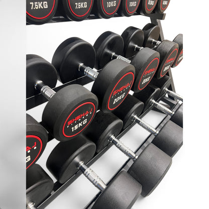 Round Dumbbell 5kg-40kg Set & 3 Tier Rack Full Home Gym Weights Training