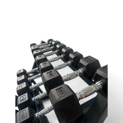 Hex Dumbbell 2-18kg Set With 3 Tier Rack Stand - 2kg increments- 9 Pairs Set