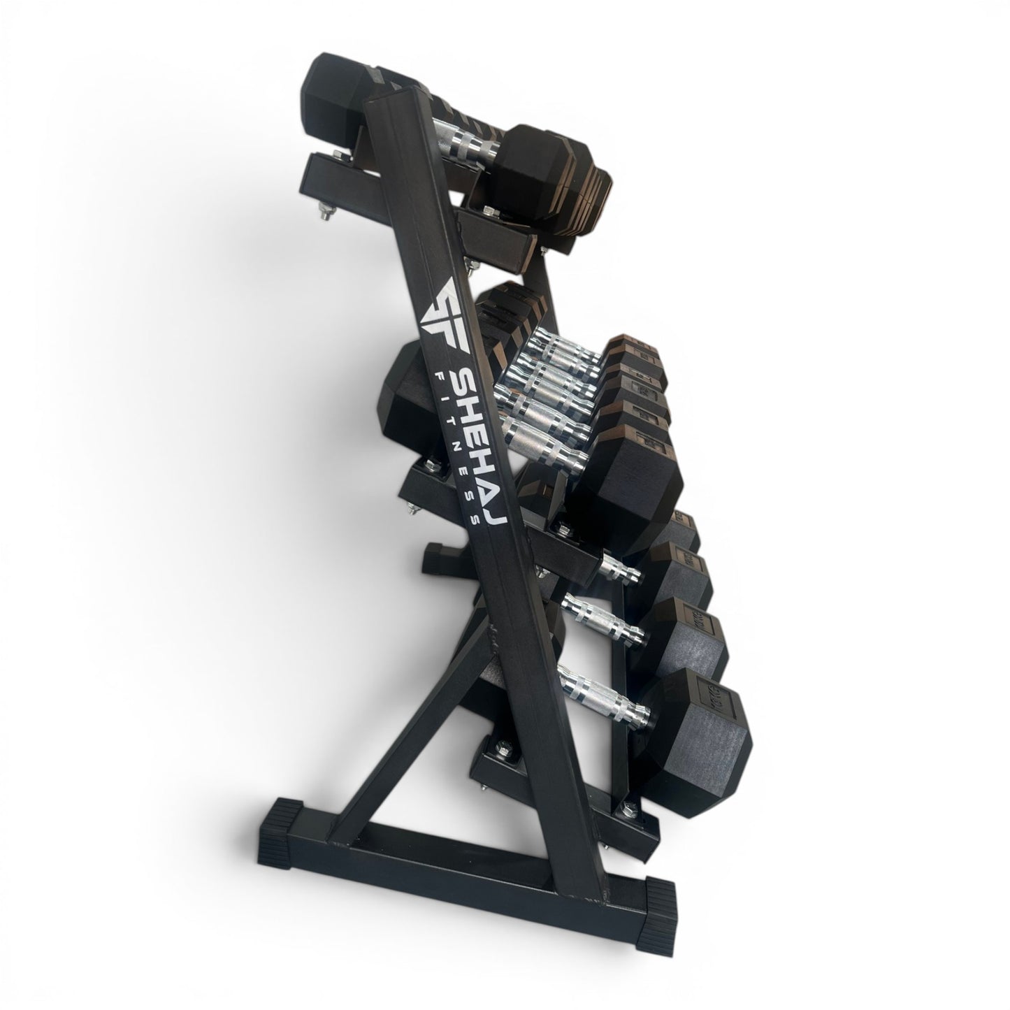 Hex Dumbbell 2-18kg Set With 3 Tier Rack Stand - 2kg increments- 9 Pairs Set