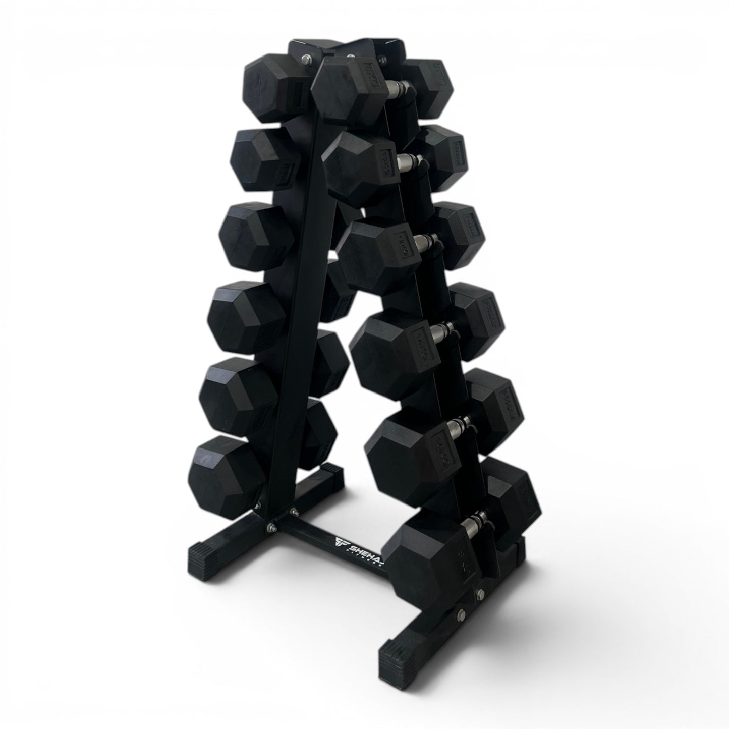Hex Dumbbells 8kg-18kg Set Pair with Dumbbell Rack Full Home Gym Storage Stand