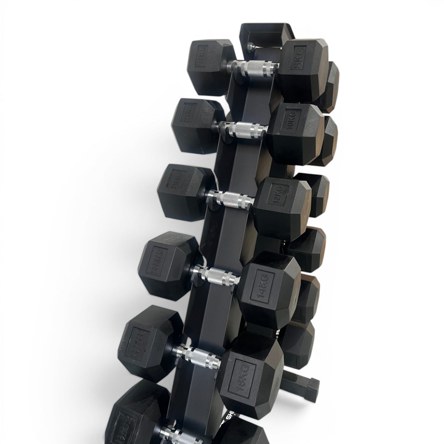 Hex Dumbbells 8kg-18kg Set Pair with Dumbbell Rack Full Home Gym Storage Stand