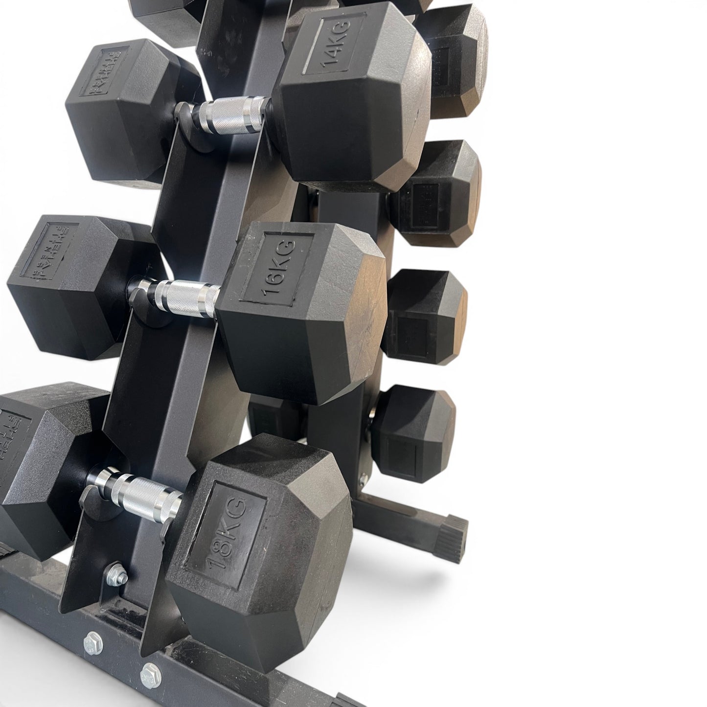 Hex Dumbbells 8kg-18kg Set Pair with Dumbbell Rack Full Home Gym Storage Stand