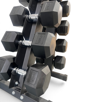 Hex Dumbbells 8kg-18kg Set Pair with Dumbbell Rack Full Home Gym Storage Stand