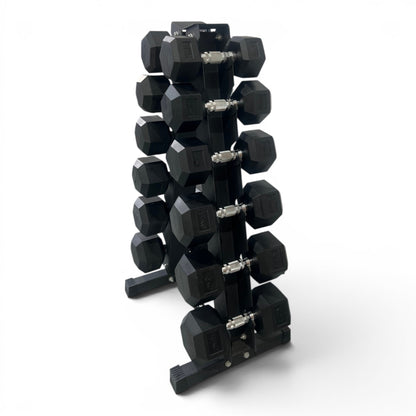 Hex Dumbbells 8kg-18kg Set Pair with Dumbbell Rack Full Home Gym Storage Stand
