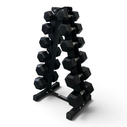 Hex Dumbbell 6-16kg Set With Vertical Rack Stand - Free weights- 6 Pairs Set