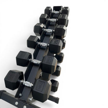 Hex Dumbbell 6-16kg Set With Vertical Rack Stand - Free weights- 6 Pairs Set
