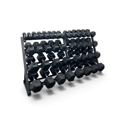 2.5-50kg Hex Dumbbell Set With 4 Tier Rack - 2.5kg Increments - 20 Pairs