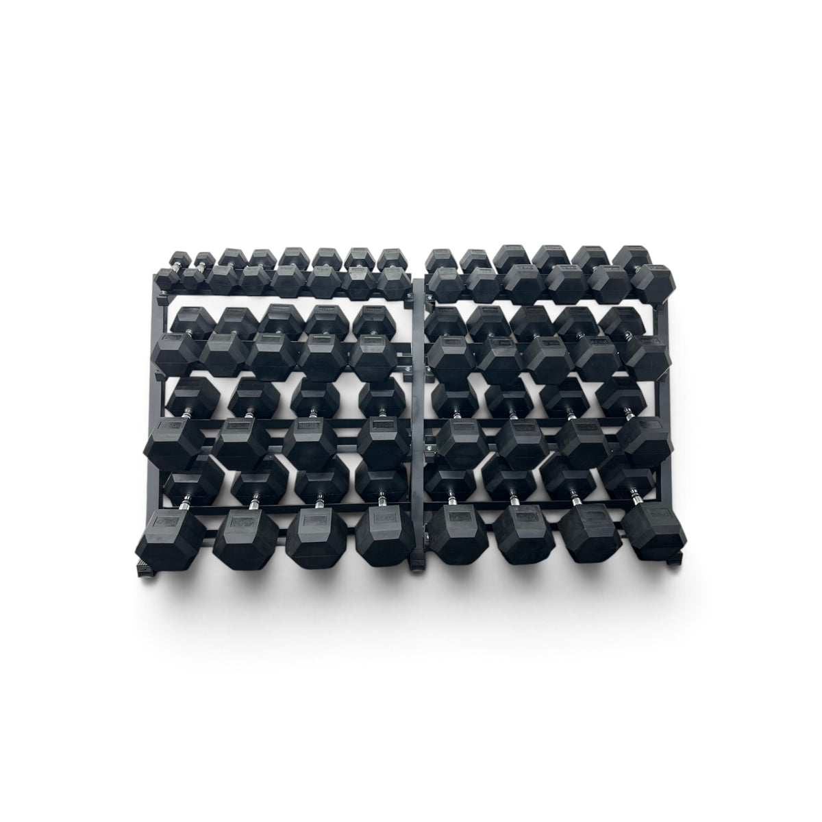 2.5-50kg Hex Dumbbell Set With 4 Tier Rack - 2.5kg Increments - 20 Pairs
