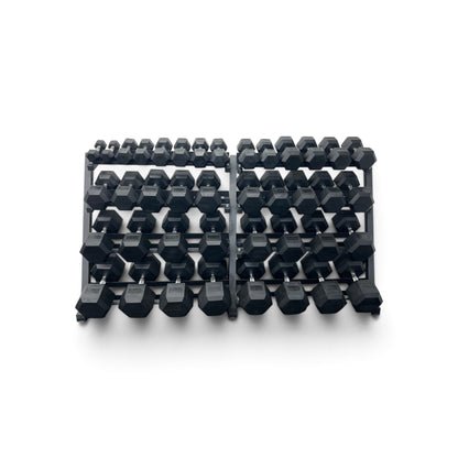 2.5-50kg Hex Dumbbell Set With 4 Tier Rack - 2.5kg Increments - 20 Pairs