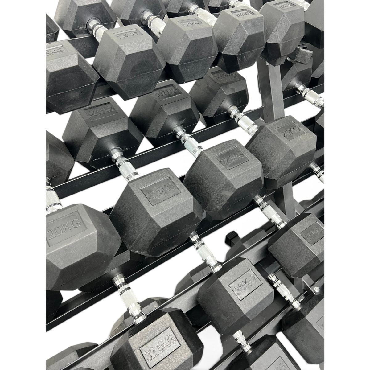 2.5-50kg Hex Dumbbell Set With 4 Tier Rack - 2.5kg Increments - 20 Pairs