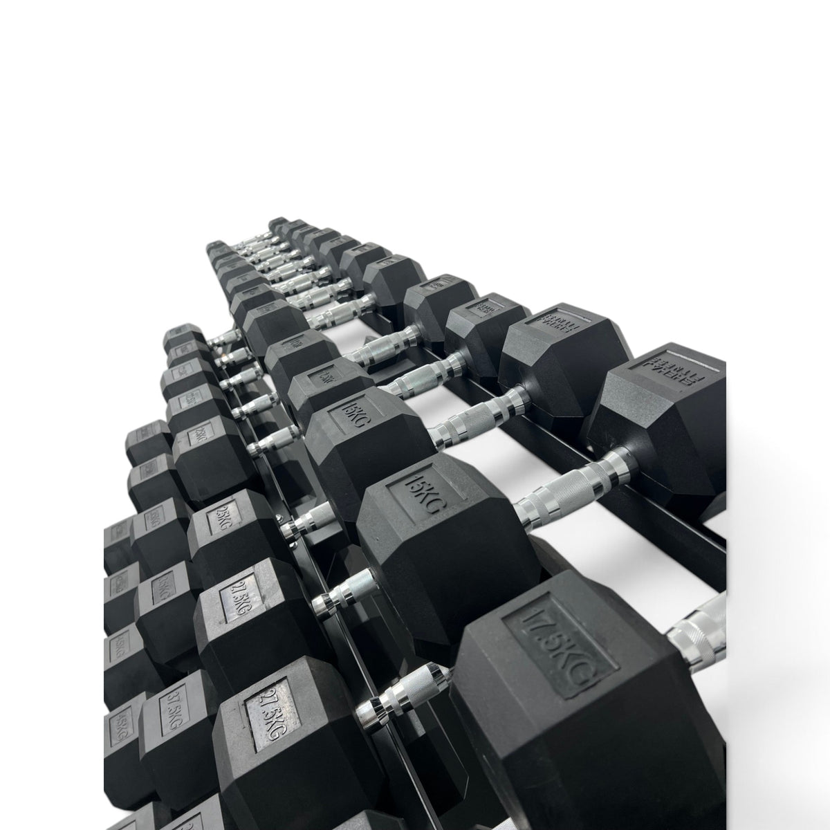 2.5-50kg Hex Dumbbell Set With 4 Tier Rack - 2.5kg Increments - 20 Pairs