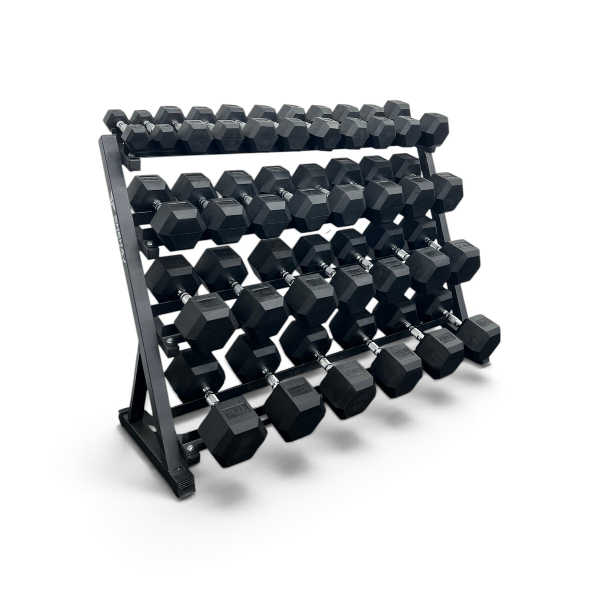 2.5-40kg Hex Dumbbell Set With 4 Tier Rack - 2.5kg Increments - 16 Pairs