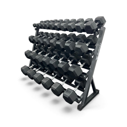 2.5-40kg Hex Dumbbell Set With 4 Tier Rack - 2.5kg Increments - 16 Pairs