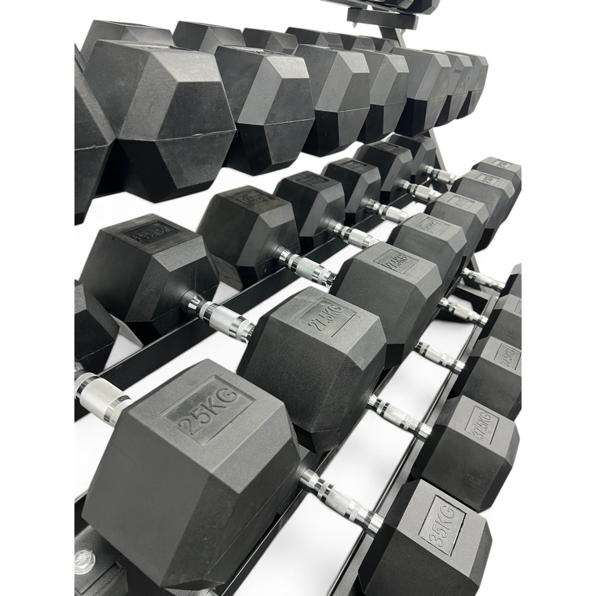 2.5-40kg Hex Dumbbell Set With 4 Tier Rack - 2.5kg Increments - 16 Pairs