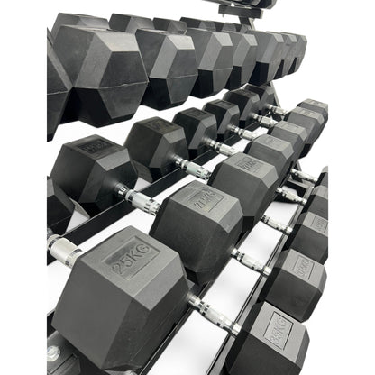 2.5-40kg Hex Dumbbell Set With 4 Tier Rack - 2.5kg Increments - 16 Pairs