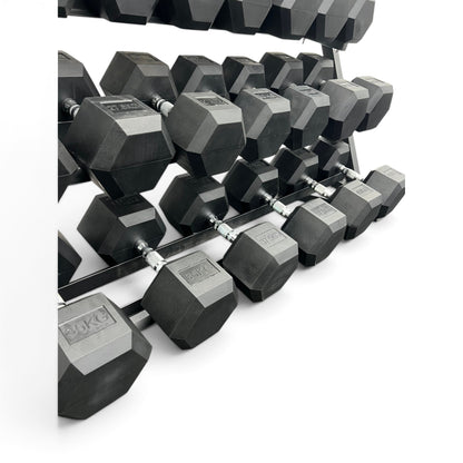 2.5-40kg Hex Dumbbell Set With 4 Tier Rack - 2.5kg Increments - 16 Pairs