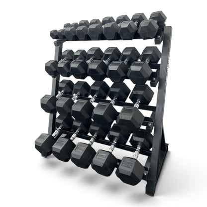 2.5-30kg Hex Dumbbell Set With 4 Tier Rack - 2.5kg Increments - 12 Pairs