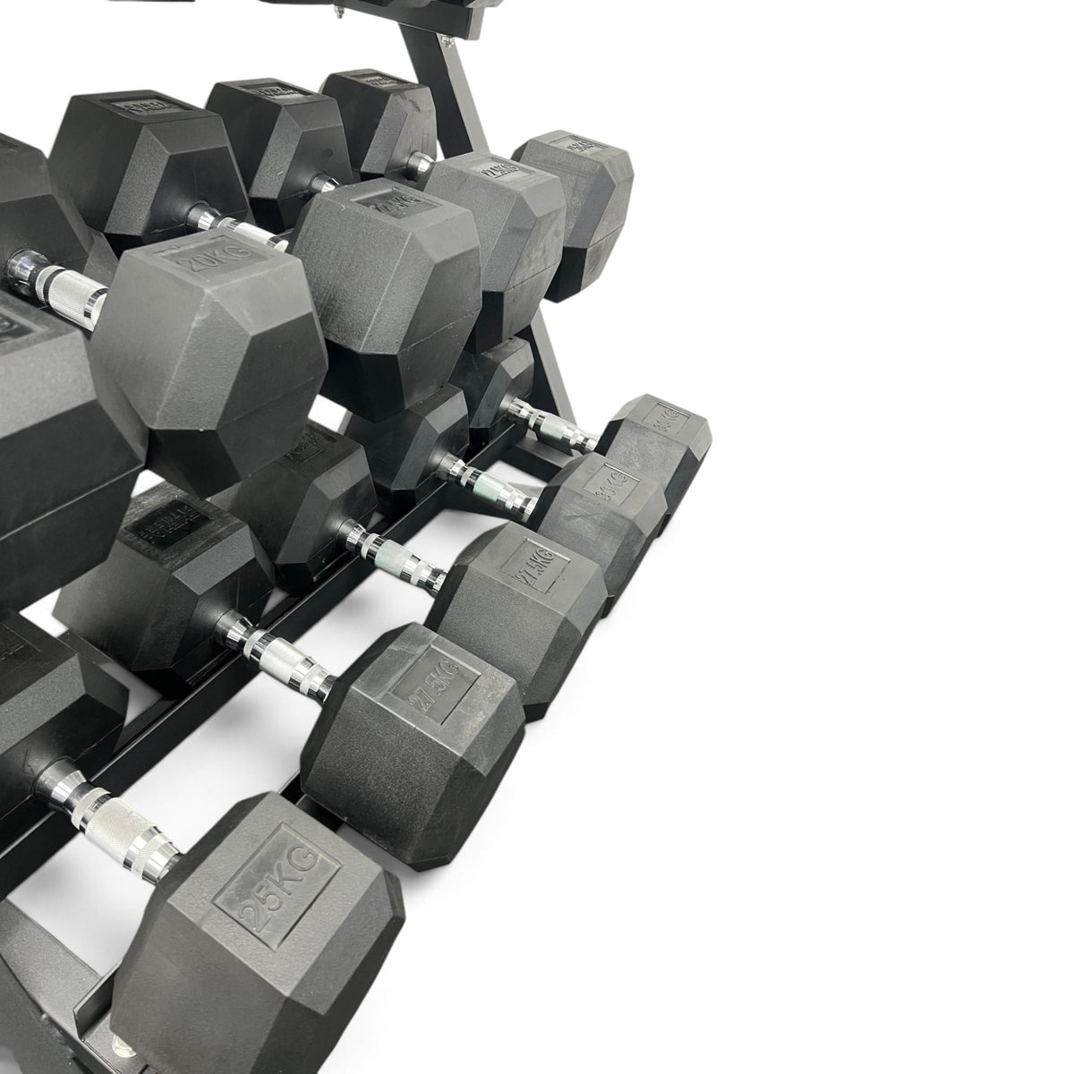 2.5-30kg Hex Dumbbell Set With 4 Tier Rack - 2.5kg Increments - 12 Pairs