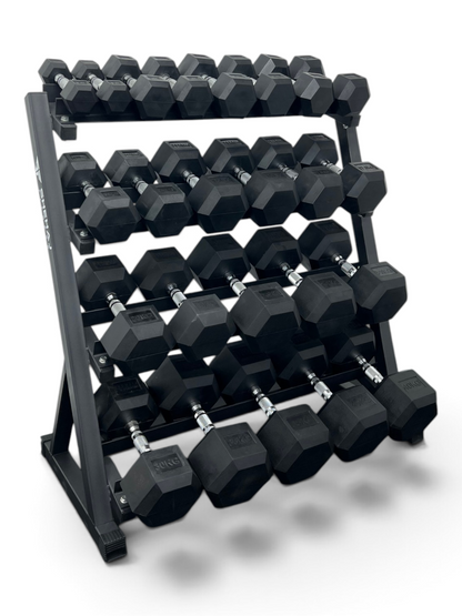Hex Dumbbell 2.5kg-40kg Set & 4 Tier Rack Full Home Gym Weights Training