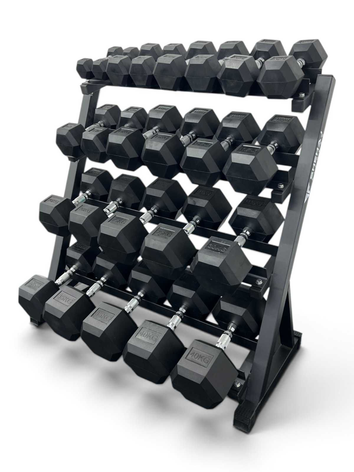 Hex Dumbbell 2.5kg-40kg Set & 4 Tier Rack Full Home Gym Weights Training