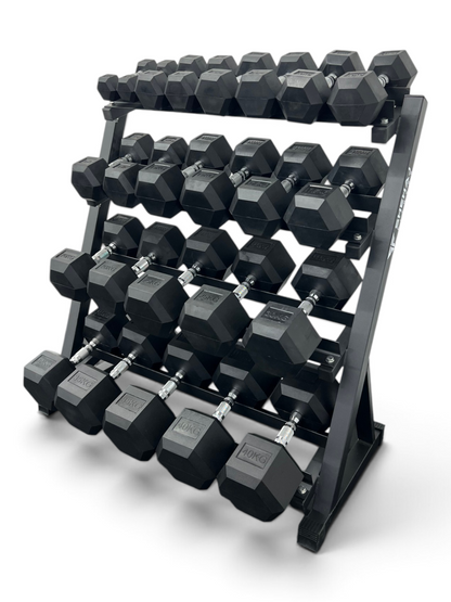 Hex Dumbbell 2.5kg-40kg Set & 4 Tier Rack Full Home Gym Weights Training